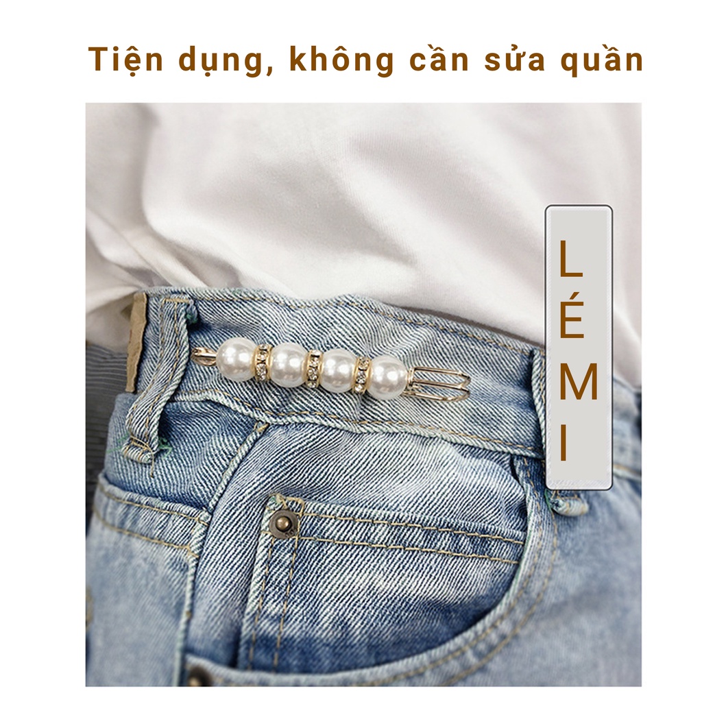 Gim cài quần áo gim siết lưng quần thu nhỏ eo đính ngọc sang chảnh thời trang Hàn Quốc, Lémi accessories