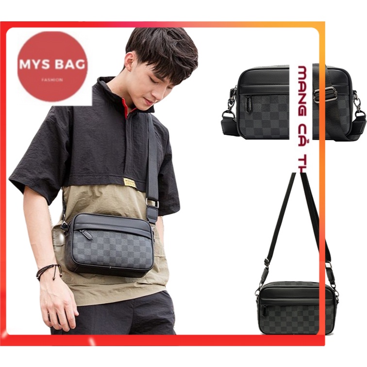 Túi Đeo Vai Nhỏ Cho Nam, Bằng Da Pu Màu Đen,Đeo Bên Hông Hàn Quốc, tx-0023
