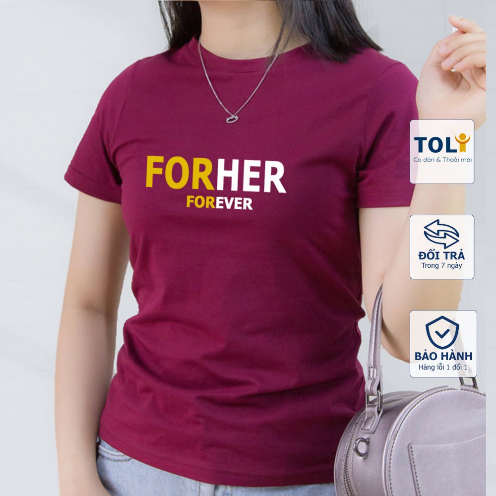 Áo thun nữ TOLI cổ tròn IN Độc Quyền, 100% cotton 4 chiều mềm mịn, co dãn, form suông cơ bản