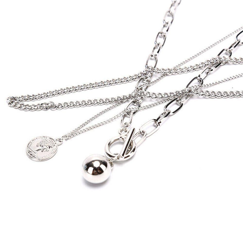 ROWANS Vòng cổ Mặt Đồng Xu Vàng / Bạc Phong Cách Gothic