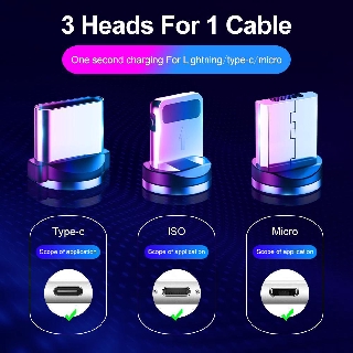Cáp sạc nhanh đầu nam châm thích hợp cho dòng Iphone / Android / Type C
