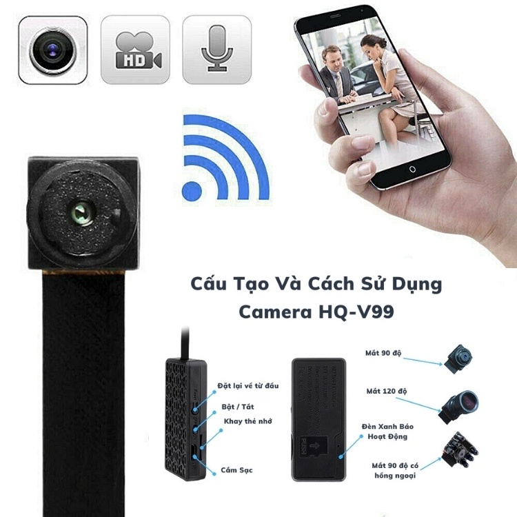 Camera quan sát HQ V99 4k có hỗ trợ hồng ngoại và xem trực tiếp từ xa qua điện thoại | BigBuy360 - bigbuy360.vn