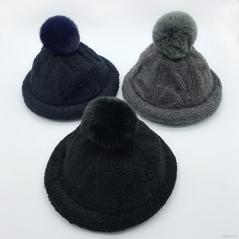 Mũ nhung trùm đầu thiết kế quả pom pom đáng yêu cho bé