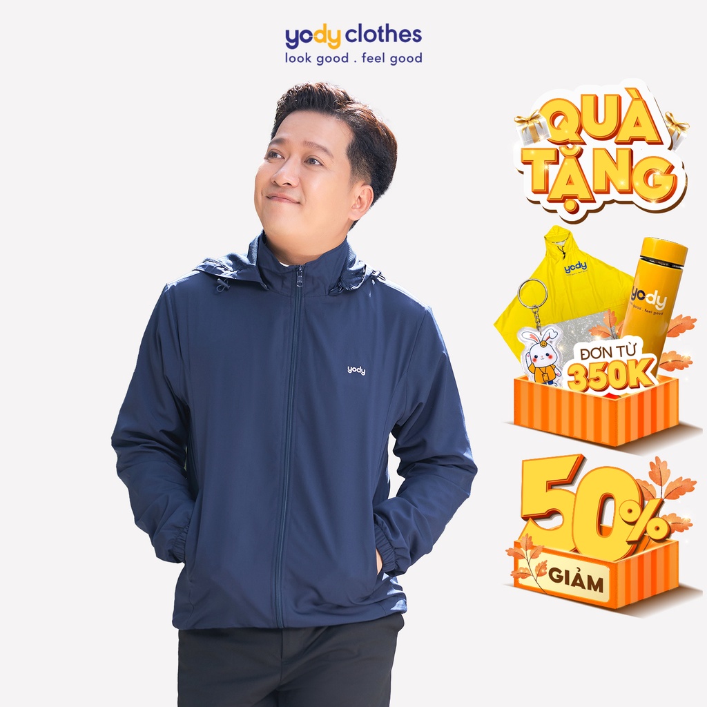Áo khoác gió nam YODY trượt nước thông minh cản gió, chống thấm, cản bụi AKM5041