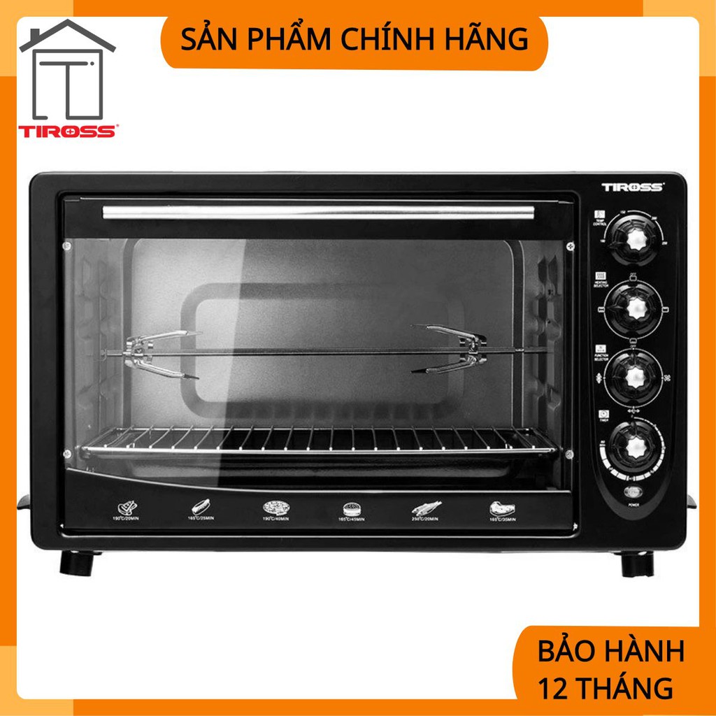 Lò nướng 43L tiross có đối lưu, 2000W, màu đen TS962