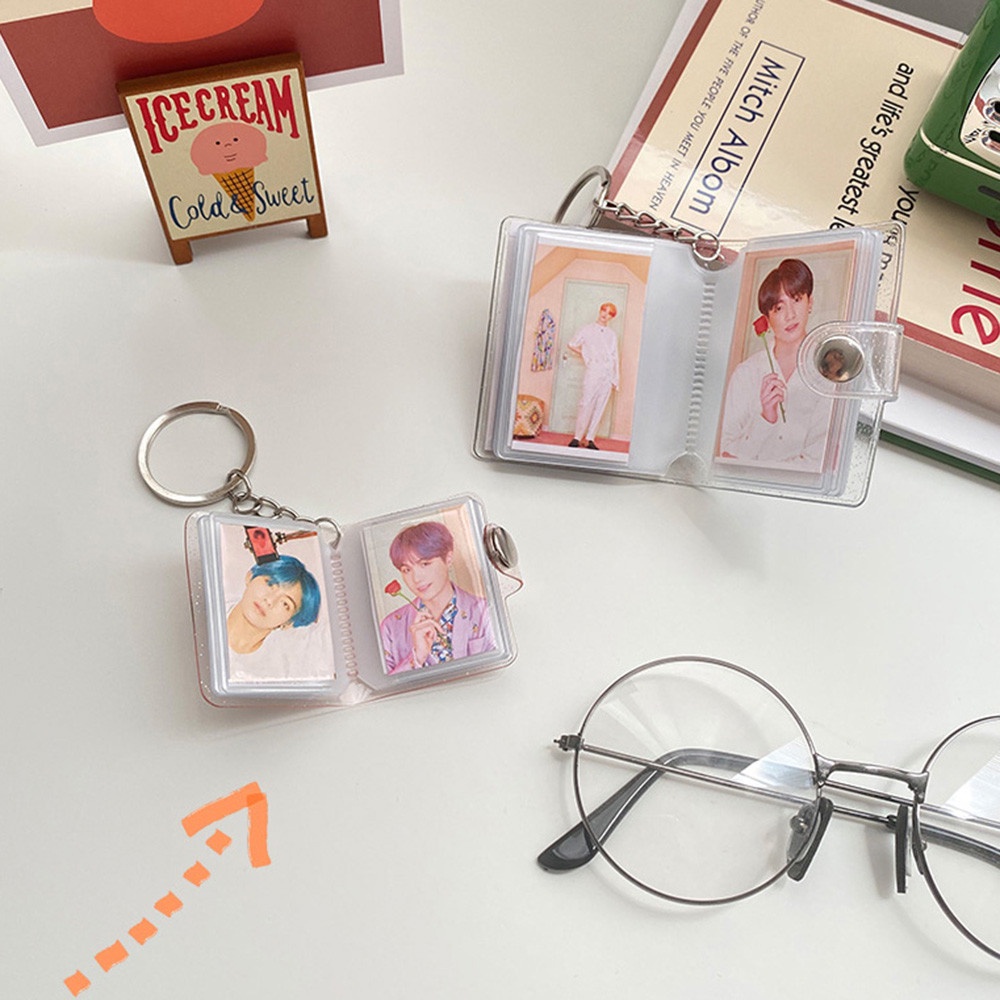 Sổ Lưu Trữ Hình Ảnh Thẻ ID 16 Tấm 1/2 Inch Có Móc Khóa Tiện Dụng