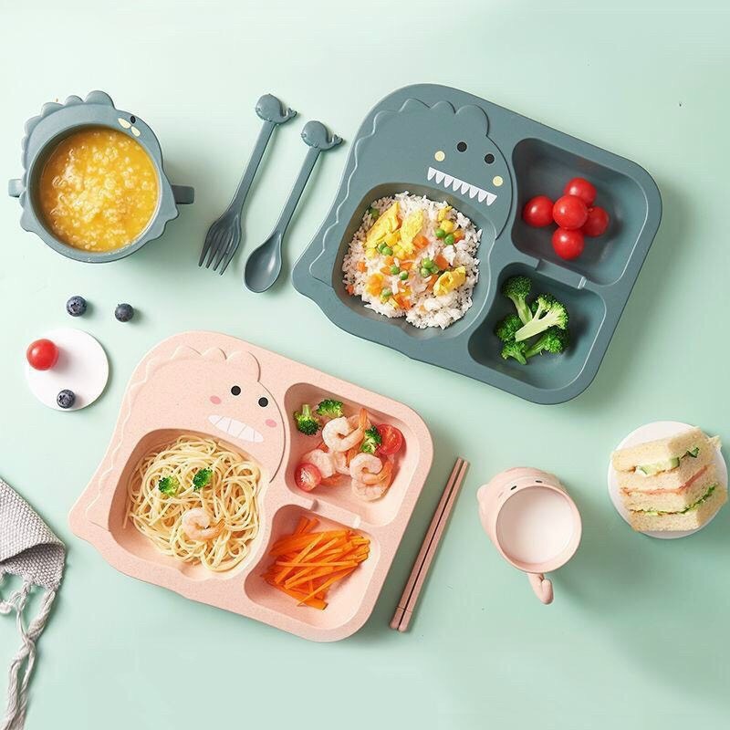 Bộ khay ăn dặm con vật 5 chi tiết nhiều mẫu ngộ nghĩnh dễ thương cho bé yêu
