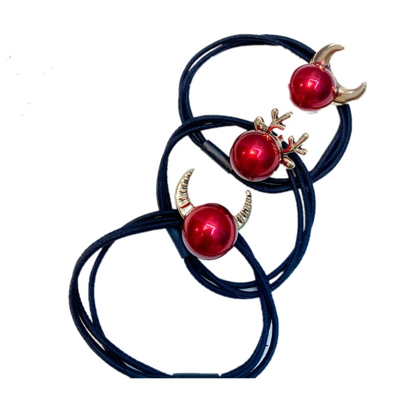 Dây Buộc Tóc Cao Su Co Giãn Đính Sừng Hươu Năm Mới 2022