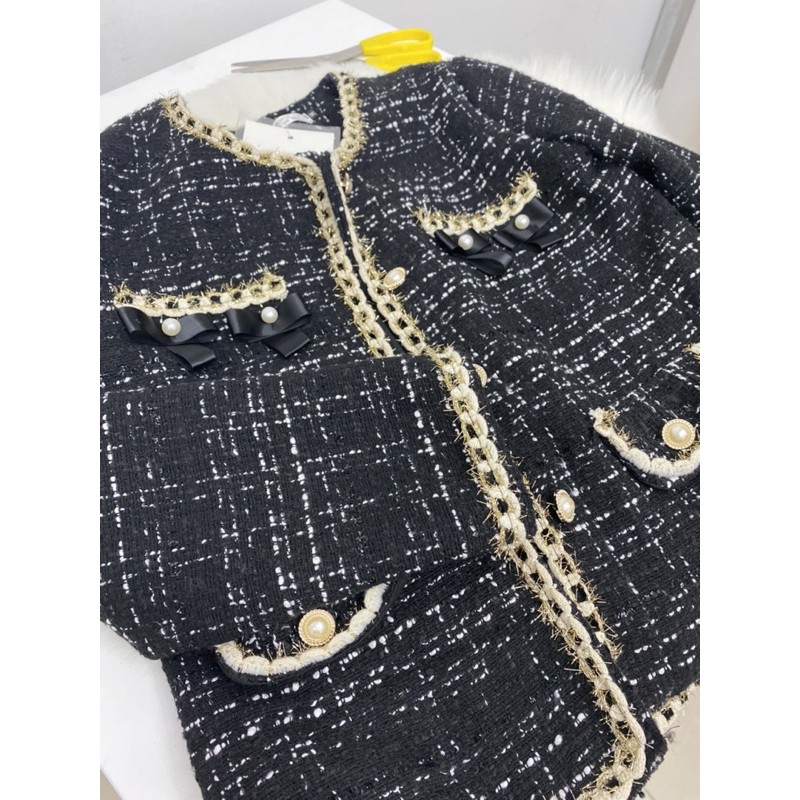 💕Áo khoác dạ tweed, Hoạ tiết nơ túi sang chảnh phong cách Hàn Quốc. Áo khoá dạ phong cách Hàn Quốc | BigBuy360 - bigbuy360.vn