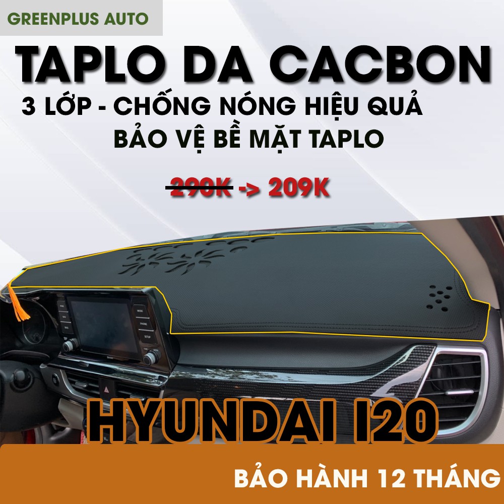 Thảm Taplo xe Hyundai I20 bằng da CACBON