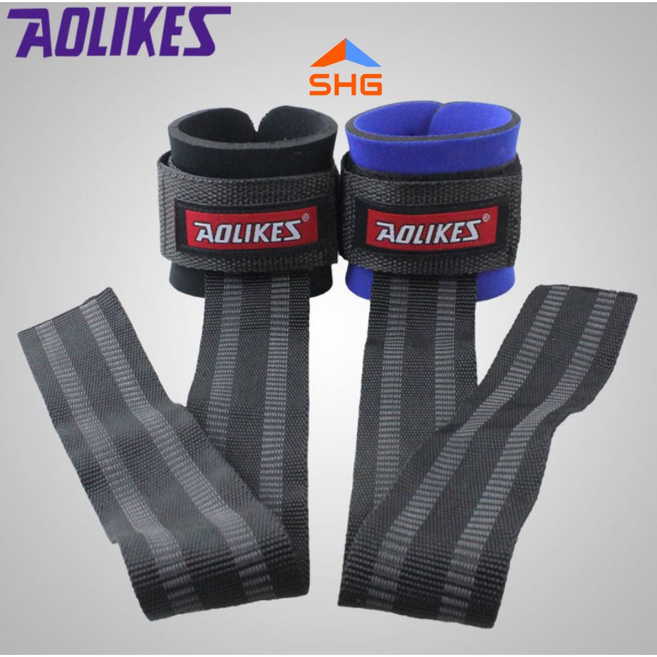 DÂY KÉO LƯNG (STRAPS) AOLIKE PHIÊN BẢN KHÓA DÁN, HỖ TRỢ TẬP GYM CAO CẤP, VẢI DÀY DẶN