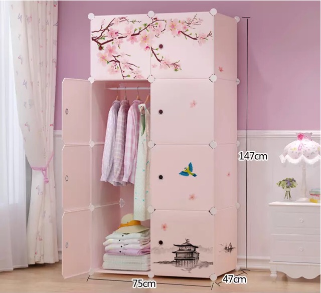 TỦ NHỰA GHÉP 8 Ô SÂU 47cm. Tặng kèm 1 treo đồ.