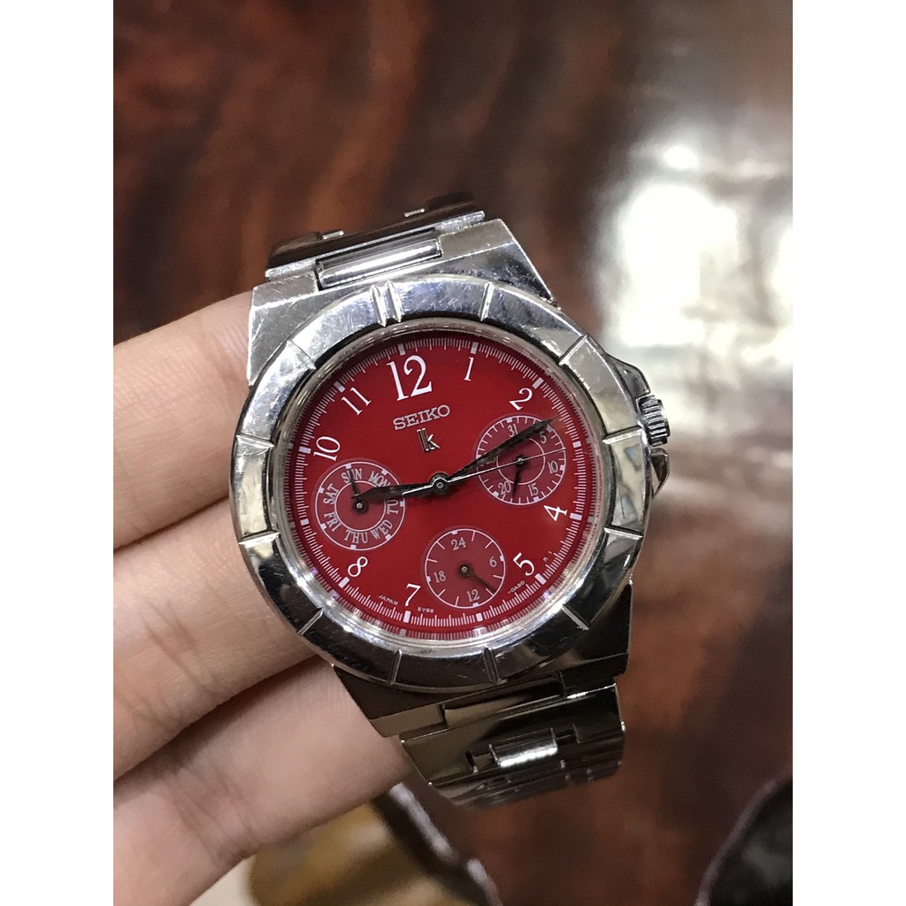 Đồng hồ nam SEIKO cơ cổ mặt đỏ - thiết kế sang trọng