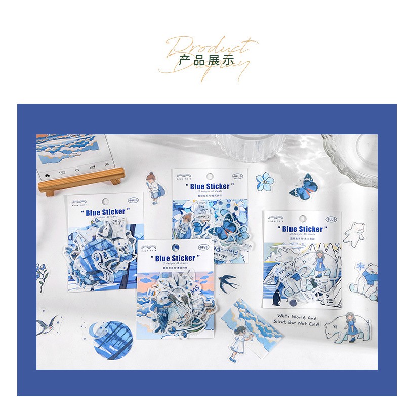 Túi 40 sticker hình dán gấu bắc cực chim cánh cụt