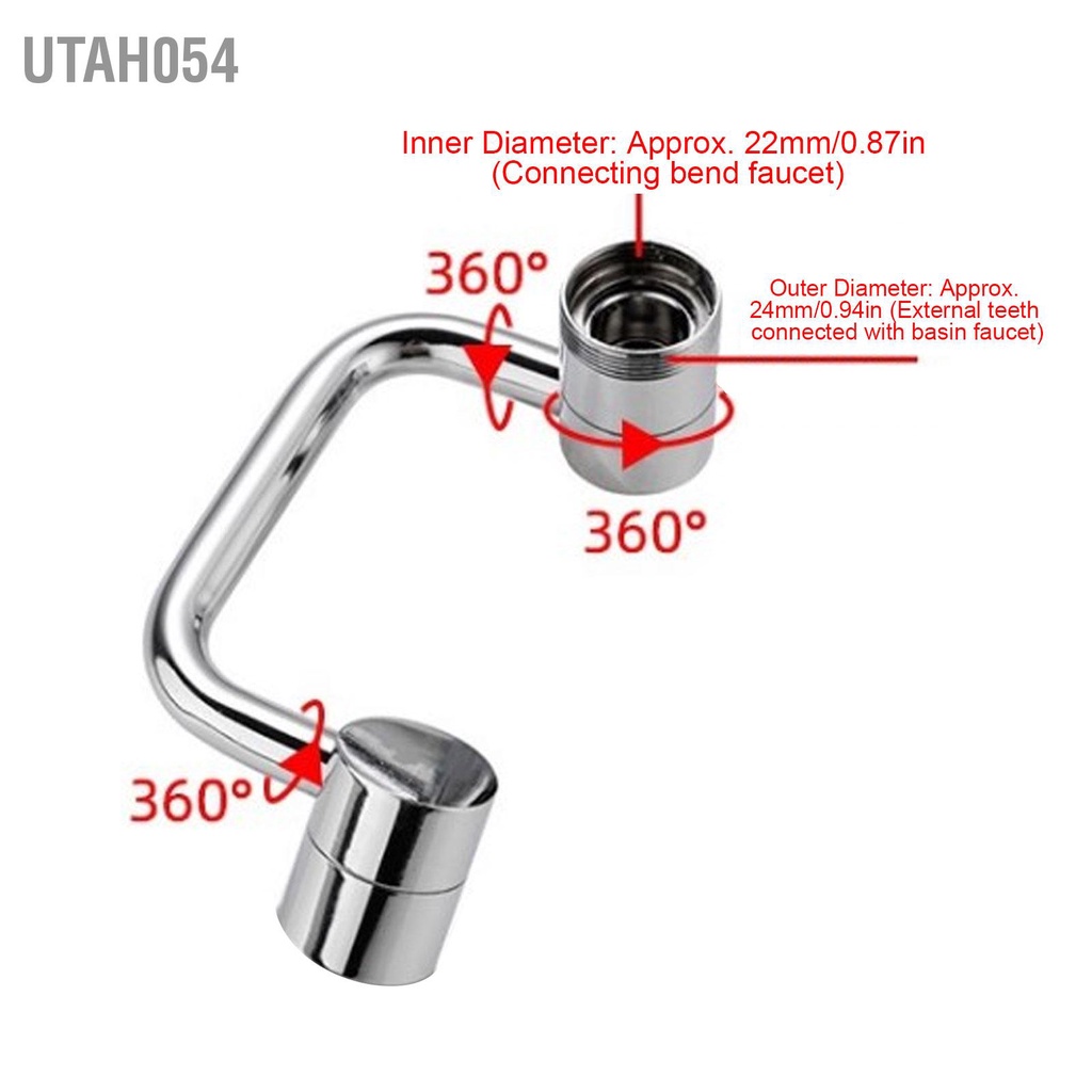 [Hàng Sẵn] Bộ mở rộng vòi Đồng thép không gỉ ABS 1080 Độ 22mm Đường kính bên trong chuyển đổi có thể xoay【Utah054】