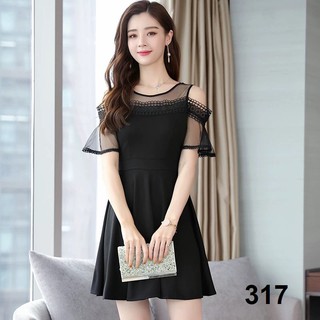 [HÀNG MẪU SIÊU HOT] ĐẦM CAO CẤP TRỄ VAI PHỐI LƯỚI TRẮNG ĐEN ĐỦ SIZE M L XL XXL 40 ĐẾN 70KG XƯƠNG ĐẦM THÙY DƯƠNG - 317