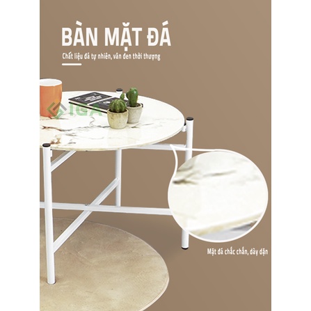 Bàn trà sofa mặt đá chân sắt đa năng hiện đại chính hãng IGA- GM15