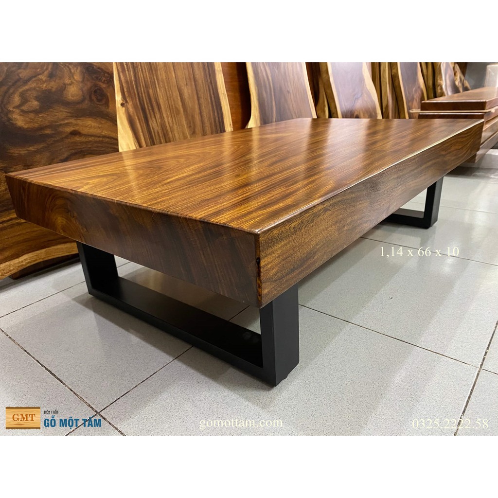 Bàn sofa gỗ me tây nguyên khối giá rẻ dài 1,14m x 66cm x 10cm