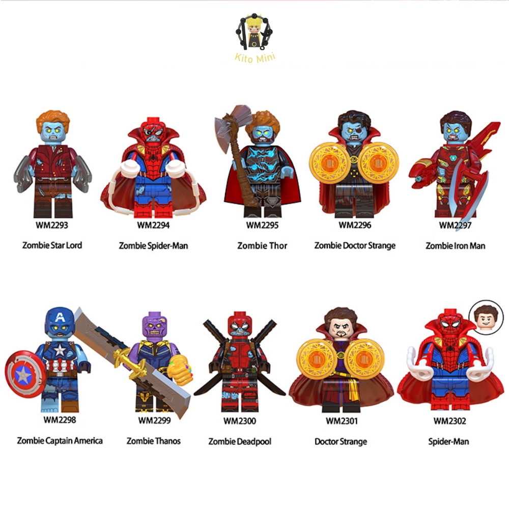 Lego Minifigures Lắp Ráp Mô Hình Nhân Vật Người Nhện Hoạt Hình Truyện Tranh Siêu Anh Hùng Marvel Doctor Thor WM6132