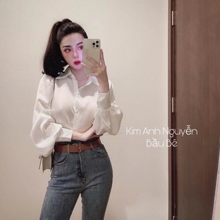 MH BÁN SỈ ÁO SƠ MI LỤA TRẮNG TAY BỒNG CHO NỮ ⚡ 👑