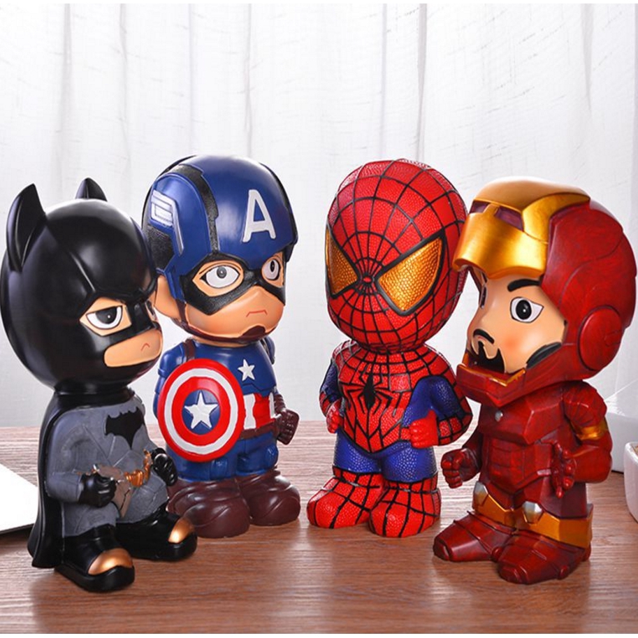 Mô hình đồ chơi dùng tiết kiệm tiền tạo hình Spiderman Batman xinh xắn