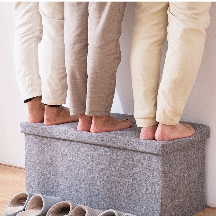 Hộp vải đựng đồ đa năng kiêm ghế ngồi khung gỗ chắc chắn chịu lực Oron