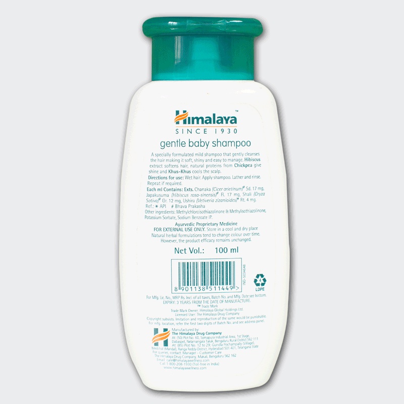Dầu gội đầu làm sạch nhẹ nhàng, an toàn cho em bé - Himalaya Gentle Baby Shampoo 100ml