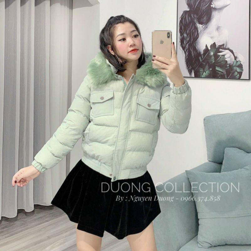 ÁO PHAO CỔ LÔNG TRẦN TRÁM TÚI NGỰC