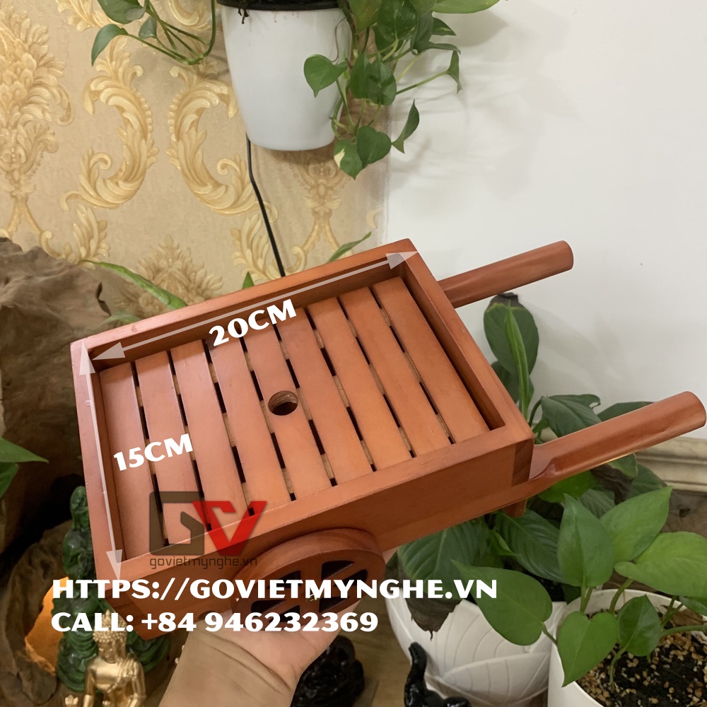 Khay gỗ trang trí món ăn khay gỗ decor chụp hình khay gỗ hình xe kéo bò trang trí món ăn - Dài 30cm