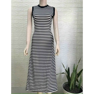 [TRỢ GIÁ] Đầm Maxi Thun Sọc Viền Bo, Đầm Maxi