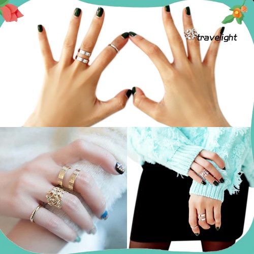Set 3 Nhẫn Đốt Tay Xi Mạ Vàng/Bạc Đeo Khớp Ngón Tay