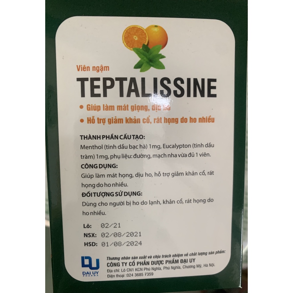 KẸO NGẬM HO RÁT HỌNG TEPTALISSINE HỘP 200 VIÊN