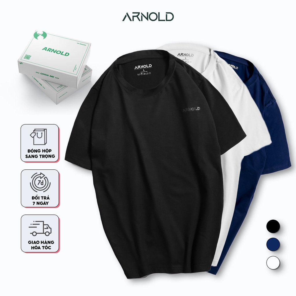 Áo thun trơn cổ tròn basic ARNOLD - Vải cotton co giãn 4 chiều - Dày dặn form regular fit