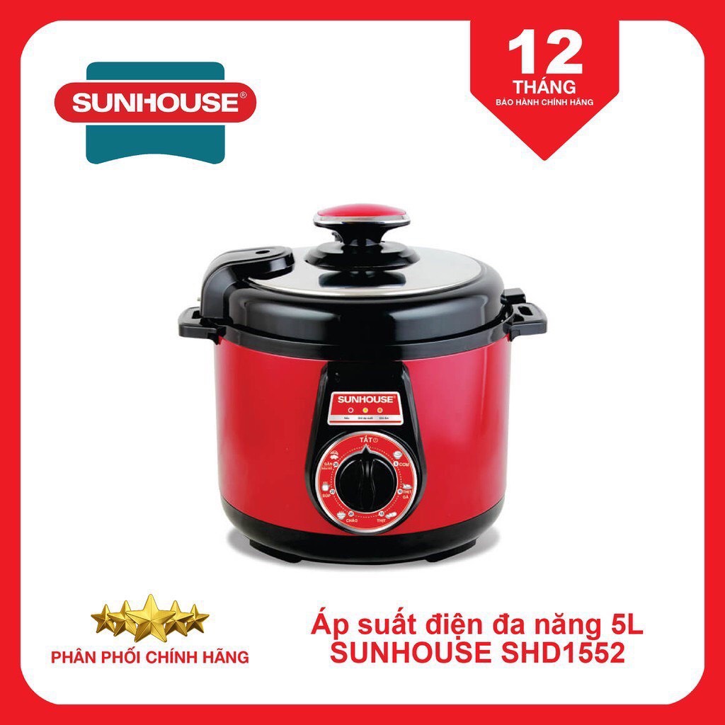 Nồi áp suất điện đa năng SUNHOUSE 5lit SHD1550 , Nồi áp suất điện Sunhouse SHD1552 HÀNG CHÍNH HÃNG DỄ SỬ DỤNG