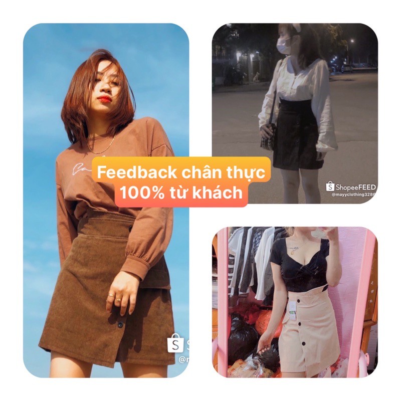 Chân Váy Nhung Nữ Cạp Cao 3 cúc | BigBuy360 - bigbuy360.vn