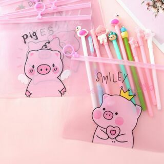 Túi zip hình heo hồng