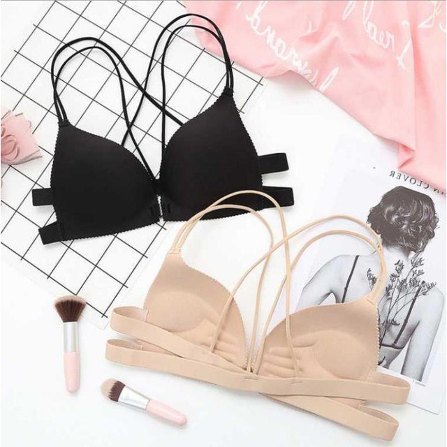 Áo bralette Su Đúc, Bra Cài Trước Bàn Tay Nâng Ngực Tạo Khe Dây Đan Chéo sexy _ AL06