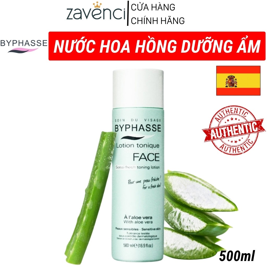 Nước hoa hồng NH23445 BYPHASSE chiết xuất nha đam dành cho da nhạy cảm (500ml)