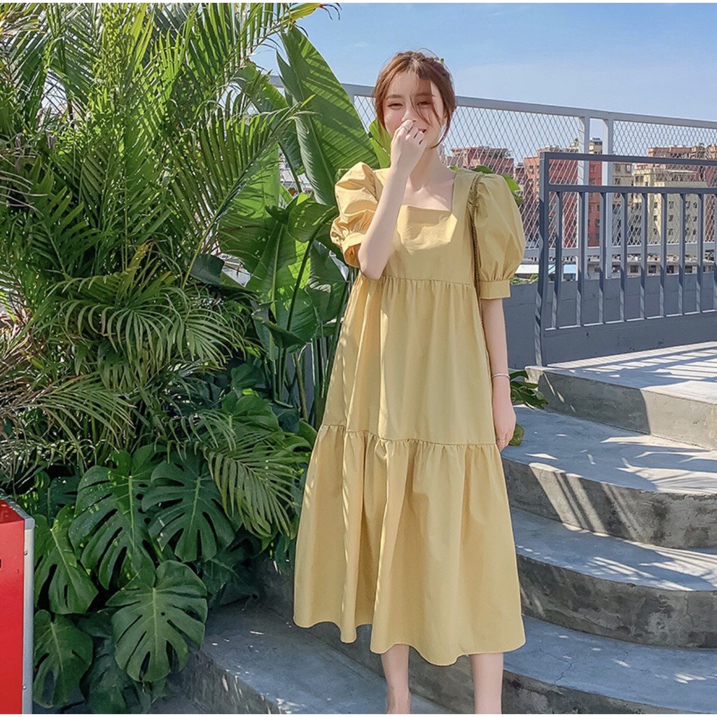 Đầm bầu babydoll [FREESHIP] Váy bầu dự tiệc đẹp dáng dài