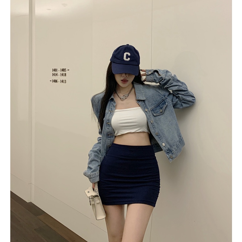 Cocory vn Chân Váy Mini Lưng Cao Màu Trơn Dáng Ôm Thời Trang Cho Nữ