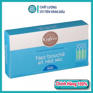 Nước muối Gifrer tép xanh dùng cho bé bị ngạt mũi/ nước muối tép xanh giảm nghẹt mũi hàng Pháp hộp 20 Ống- MiMi House