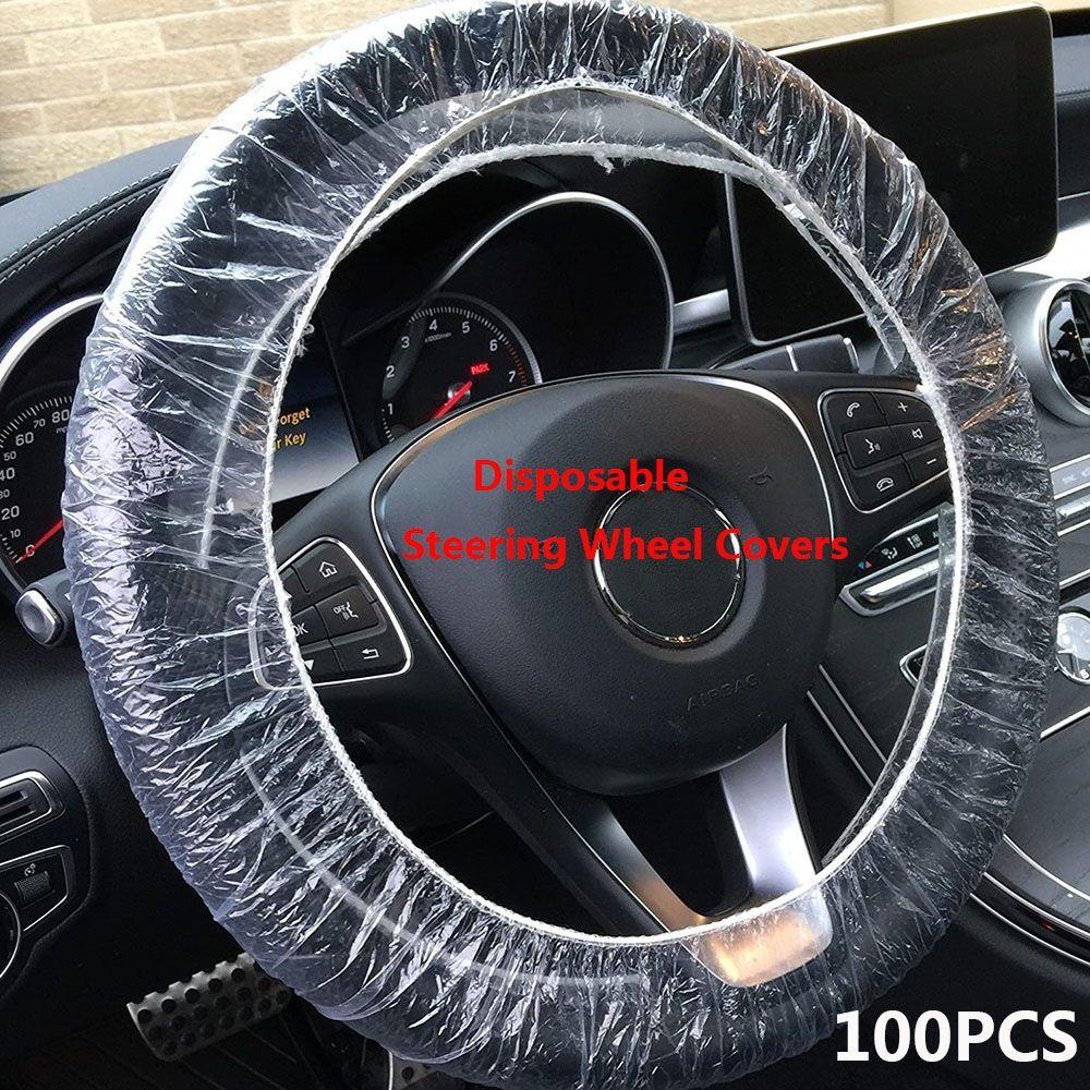 Set 100 Vỏ Bọc Vô Lăng Nhựa Trong Suốt Dùng Một Lần Trang Trí Nội Thất Xe Hơi