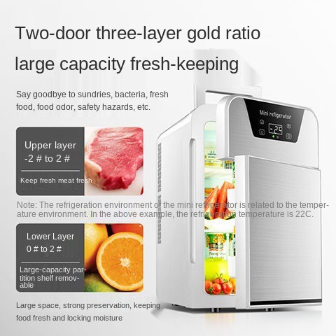 ♛◑Cool letter mini tủ lạnh nhỏ gia đình ký túc xá xe hơi kép sử dụng sinh viên làm phòng đơn cho thuê 20L
