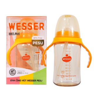 Bình sữa ống hút Wesser Pesu 260ml cho bé từ 6 tháng tuổi