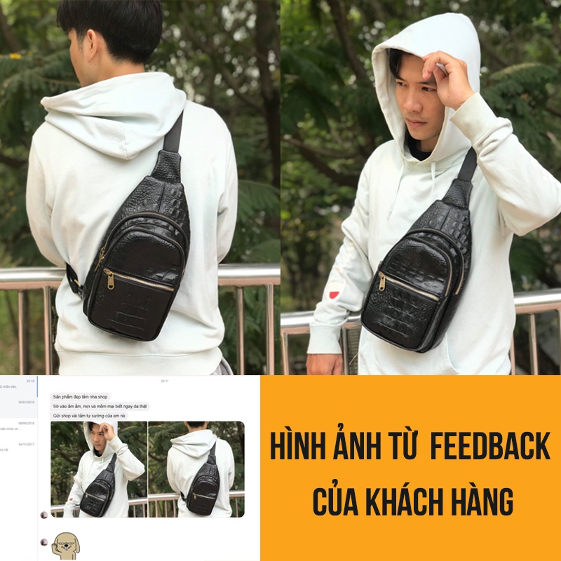 Túi đeo chéo da thật - Hàng cao cấp HasonLea - Bảo hành 12 tháng