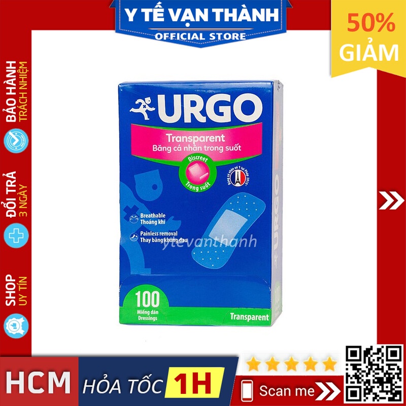 ✅ [CHÍNH HÃNG] Băng Keo Cá Nhân Urgo Transparent | (Pháp) Độ Dính Cao -VT0882