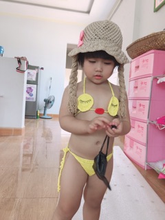 Mũ cói tóc giả cho bé