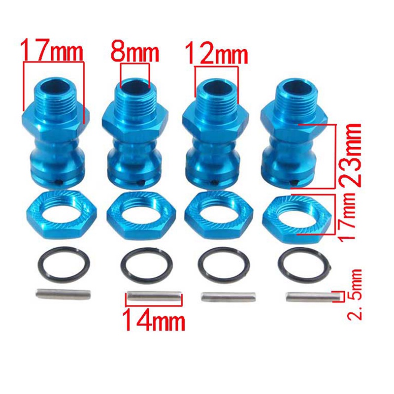 Bộ 4 Trục Nối Dài 22mm Cho Bánh Xe Hơi Điều Khiển Từ Xa 1 / 8 Đen