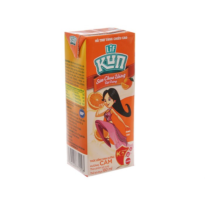 Sữa trái cây LiF Kun nhiệt đới/ cam 4x180ml