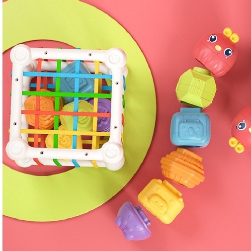 Đồ chơi giáo dục thả khối, lắp ghép dây chun theo phương pháp MONTESSORI mẫu chim đỏ